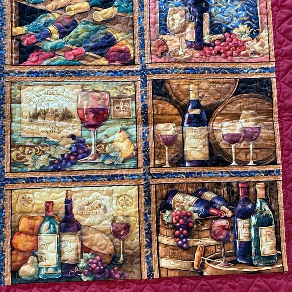 Wine Wall Art Decor Throw Tapestry Quilt - Picture 4 of 7